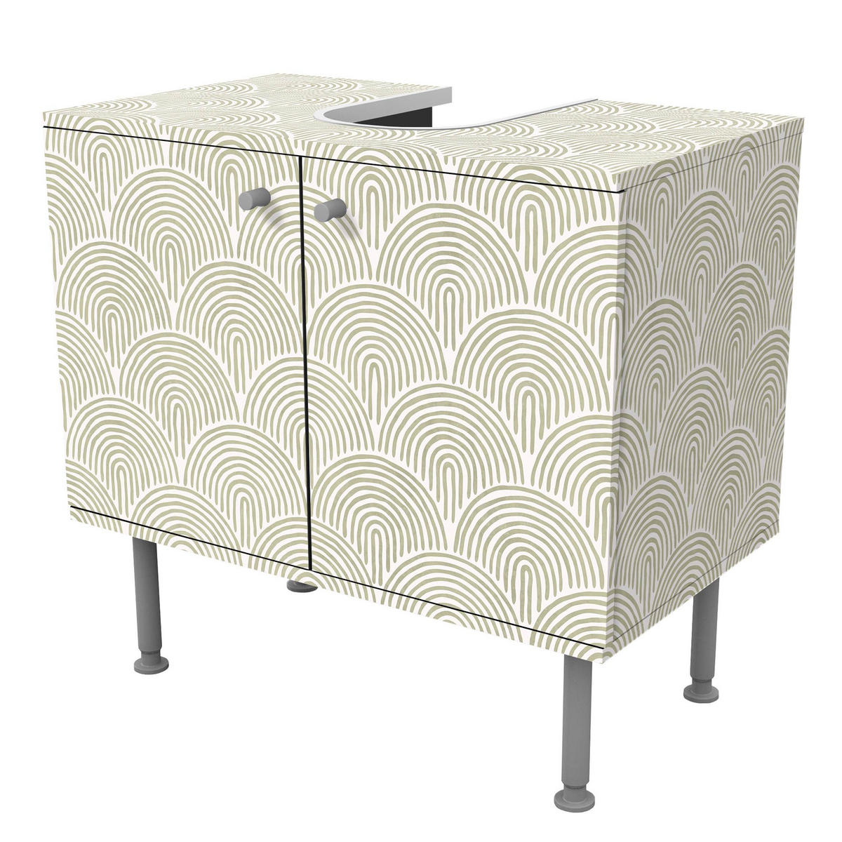 WASCHBECKENUNTERSCHRANK Boho Bogen Muster Grün 60/55/35 cm - Grün, Holzwerkstoff (60/55/35cm) - Bilderwelten