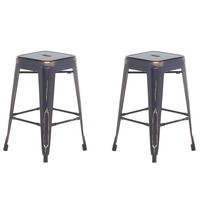 HOCKER 2er-Set Metall Schwarz Cabrillo - Schwarz, Metall (42/60/42cm) - Beliani