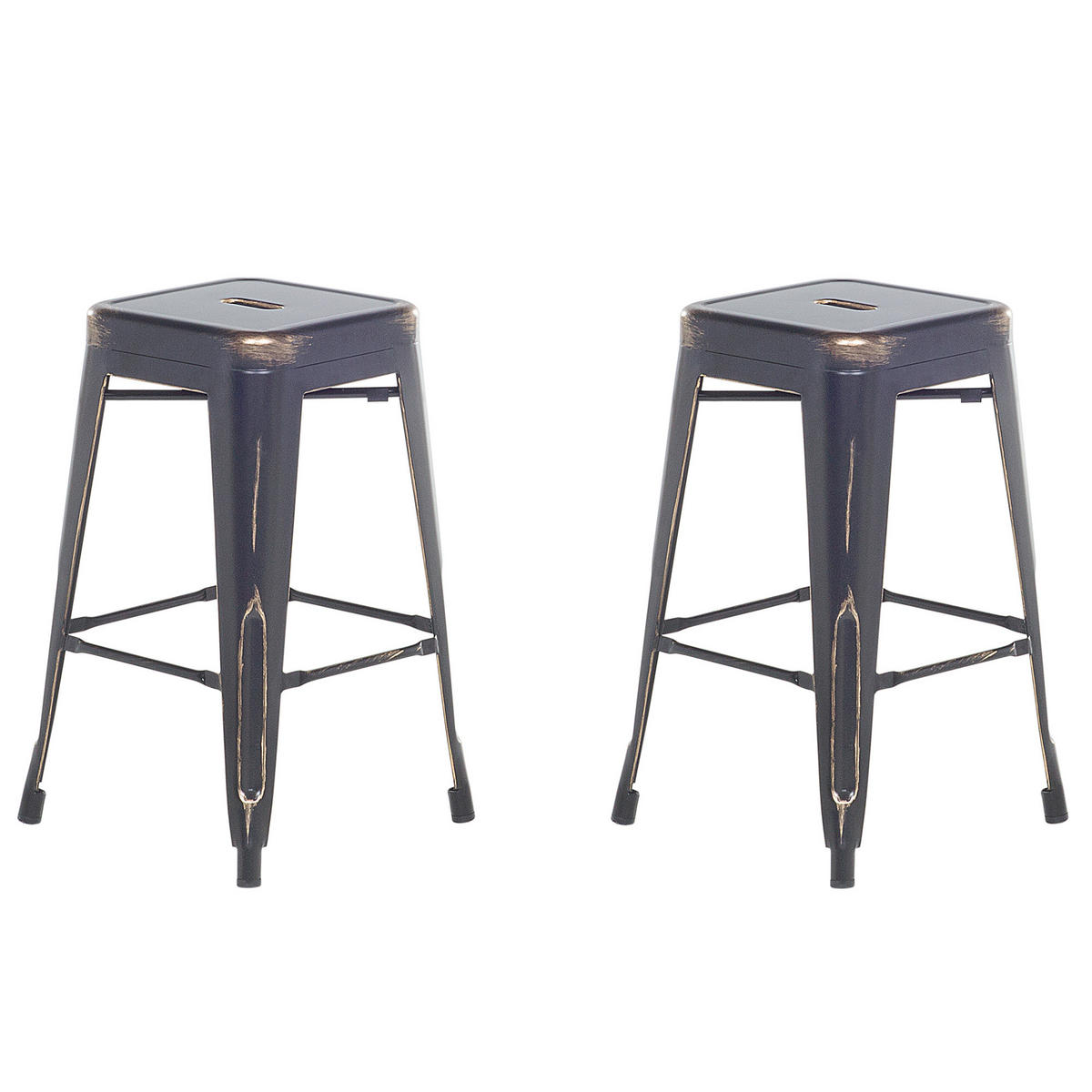 HOCKER 2er-Set Metall Schwarz Cabrillo - Schwarz, Metall (42/60/42cm) - Beliani