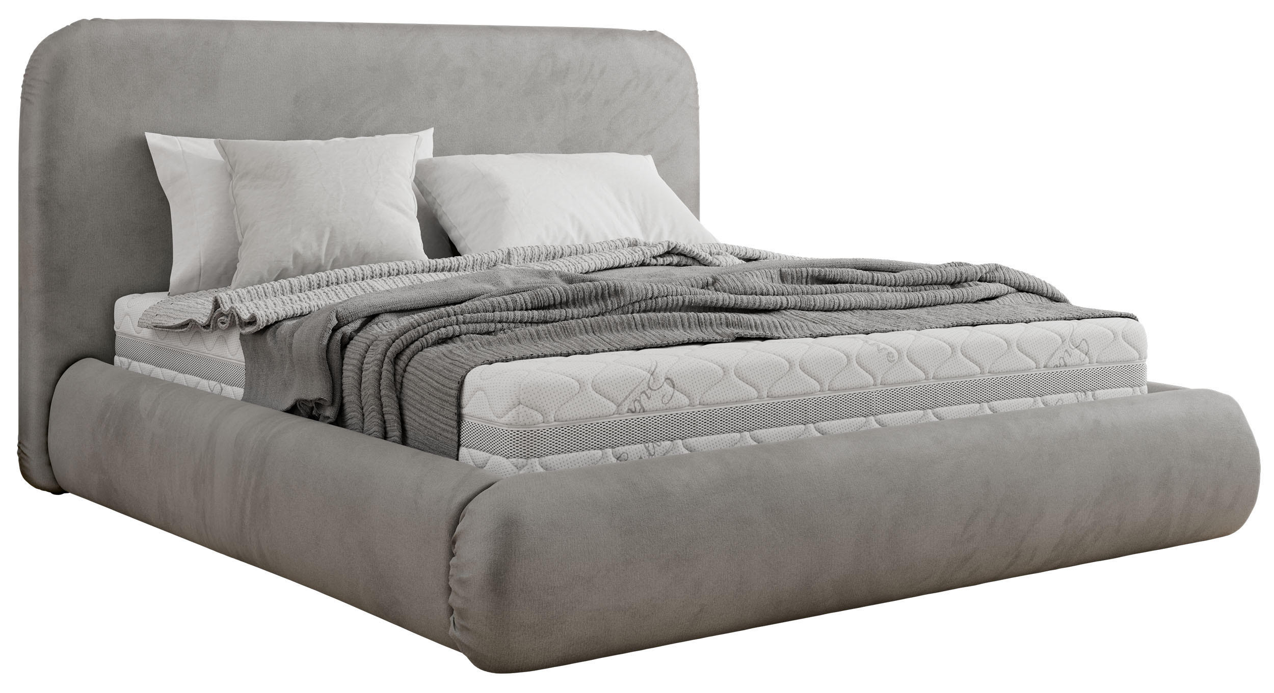 POLSTERBETT BENEA CLASSIC 140/200 - Hellgrau Velvet - ohne Matratze - Hellgrau, Textil (140/200cm) - MKS