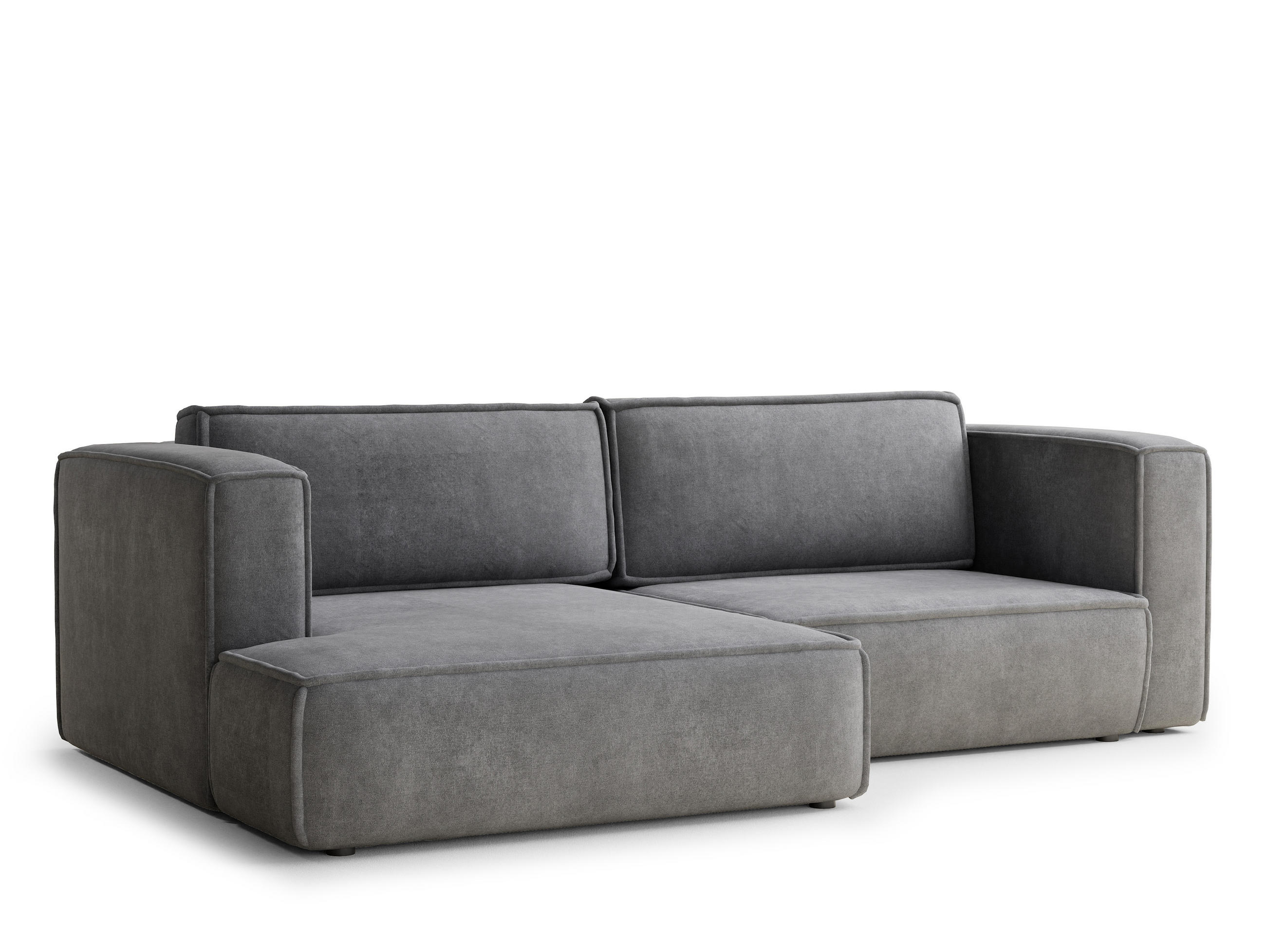 ECKSOFA MIT SCHLAFFUNKTION Velto Grau Webstoff - Schwarz/Grau, Holz/Holzwerkstoff (152/250cm) - Maison de Reve