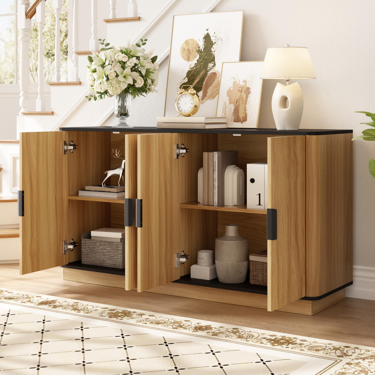 SIDEBOARD 139/40/75 cm natur aus Spanplatte mit Wellenoptik - Naturfarben, Holzwerkstoff (40/75/139cm) - OKWISH
