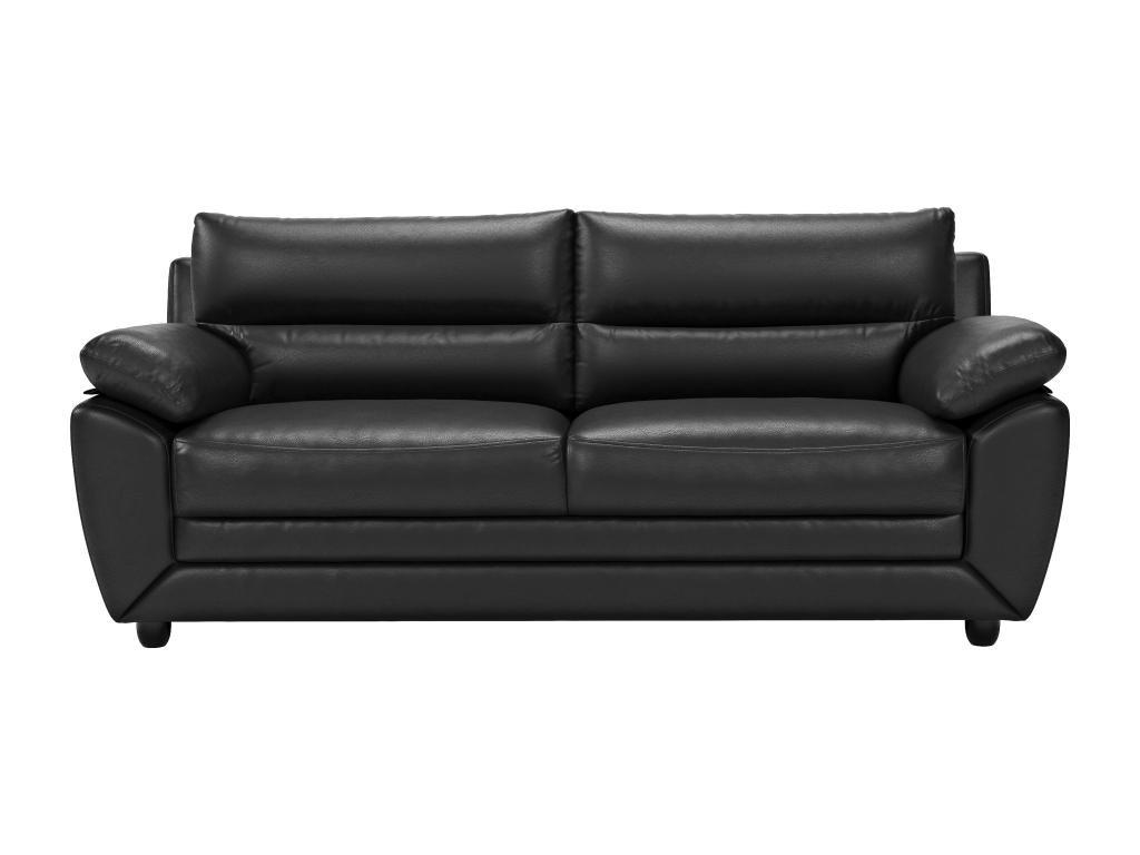 SOFA 3-Sitzer - Kunstleder - Schwarz - MANOA - Schwarz, Leder (82/88/201cm) - Vente-Unique