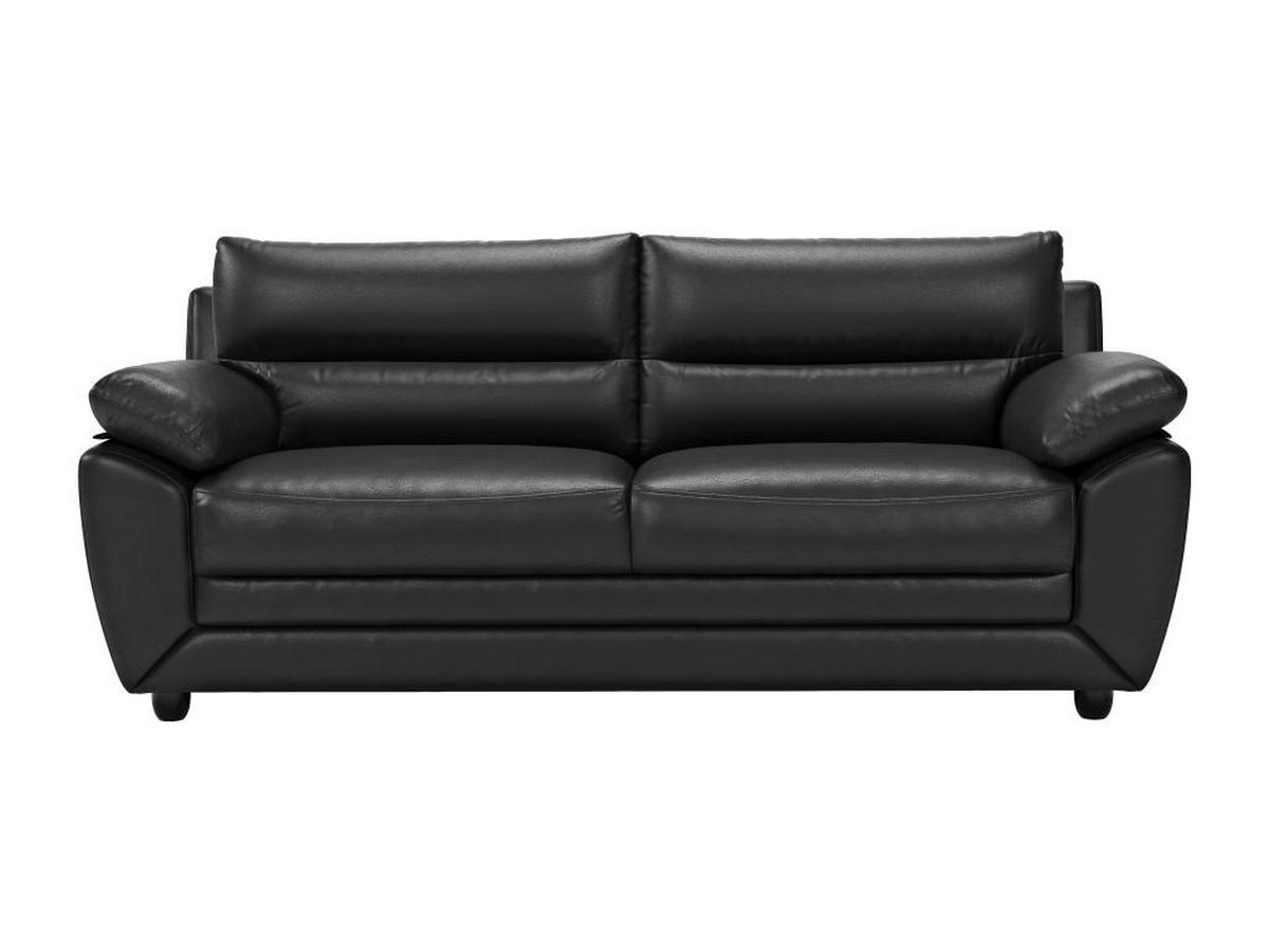 SOFA 3-Sitzer - Kunstleder - Schwarz - MANOA - Schwarz, Leder (82/88/201cm) - Vente-Unique