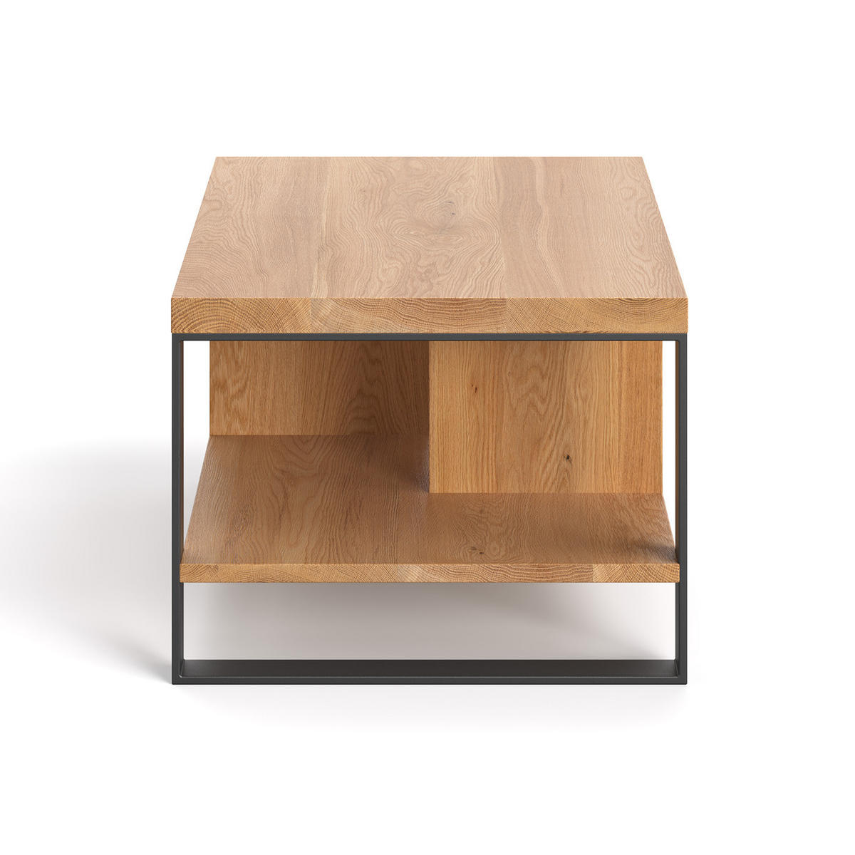 COUCHTISCH Volant aus massivem Eichenholz 80 cm - Eichefarben/Schwarz, Holz/Metall (80/60/45cm) - Danzz