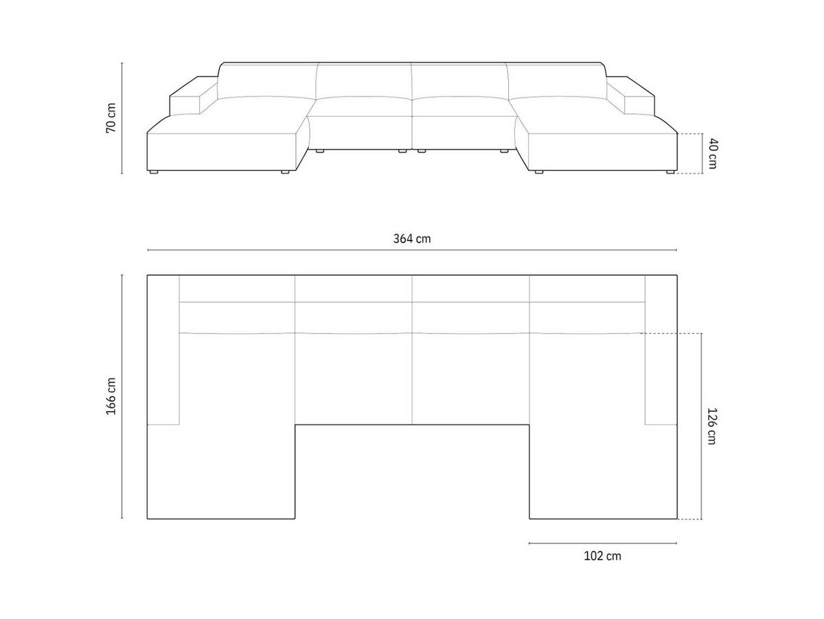 PANORAMASOFA Jodie aus Samt dunkelbeige 6 Sitzplätze - Mokka, Textil (166/70/364cm) - Micadoni