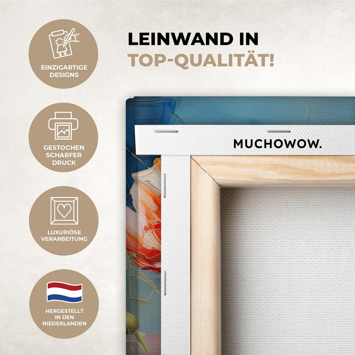 LEINWANDBILD Blumen - Aquarell - Kunst - Botanisch - Natur Room Decor 30x40 cm - Orange, Textil (30/40cm) - MuchoWow