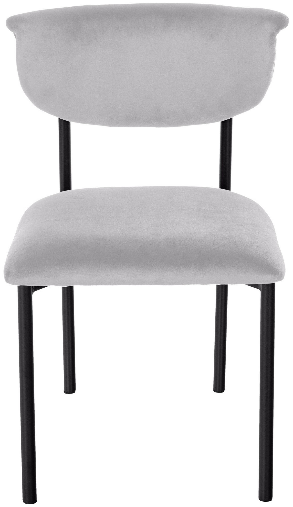 STUHL 2er Set Samt Grau - Grau, Textil/Metall (52/78/53cm) - CLP