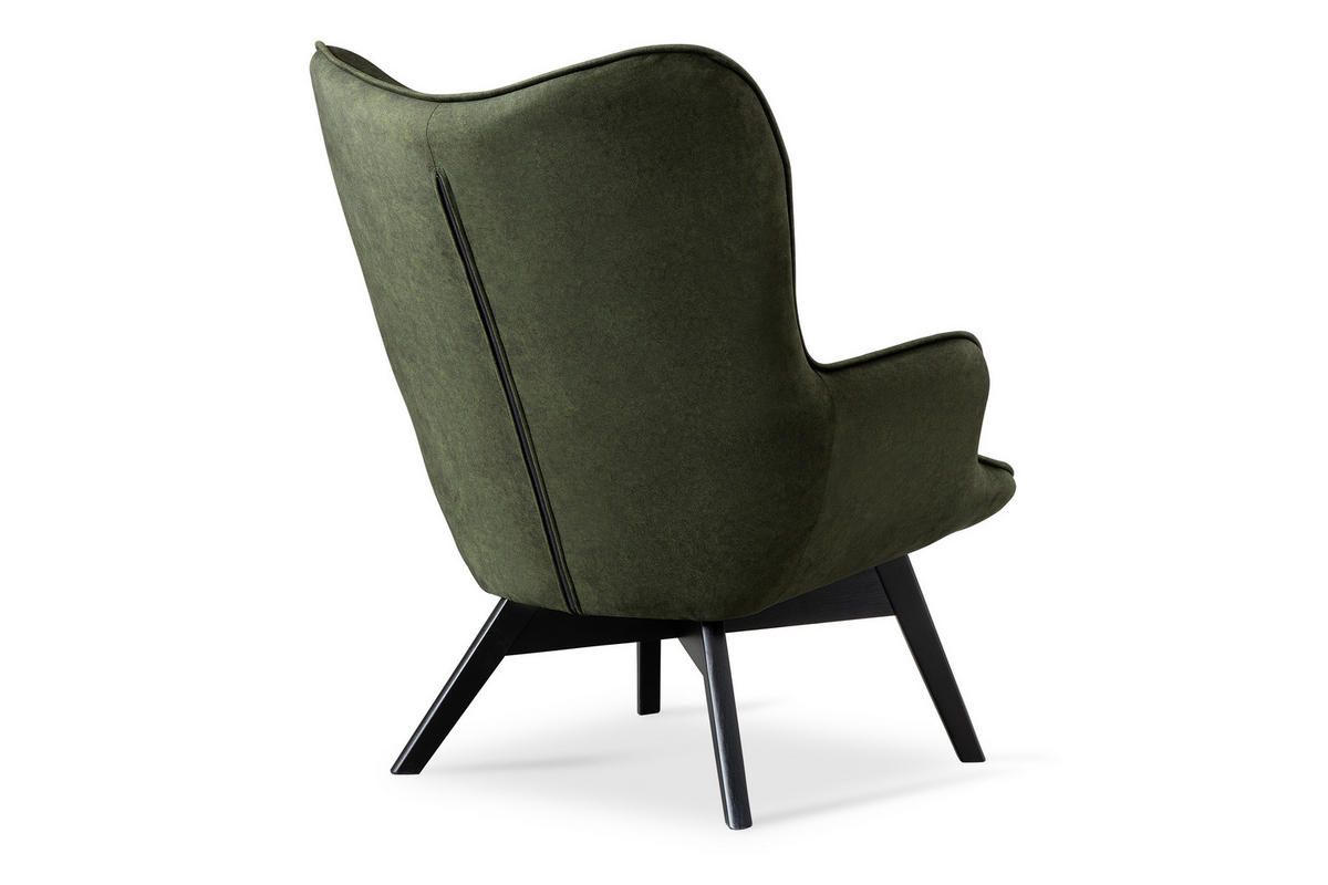 SESSEL GLORI mit Armlehnen, Dunkelgrün - Dunkelgrün/Schwarz, Holz/Textil (78/94/88cm) - KONSIMO®