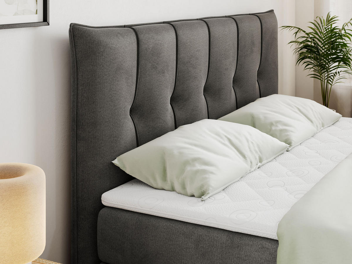 BOXSPRINGBETT PREMIUM 11 KING 180/200 Hellgrau Velvet - H4 - Grau, Holz/Textil (180/200cm) - MKS