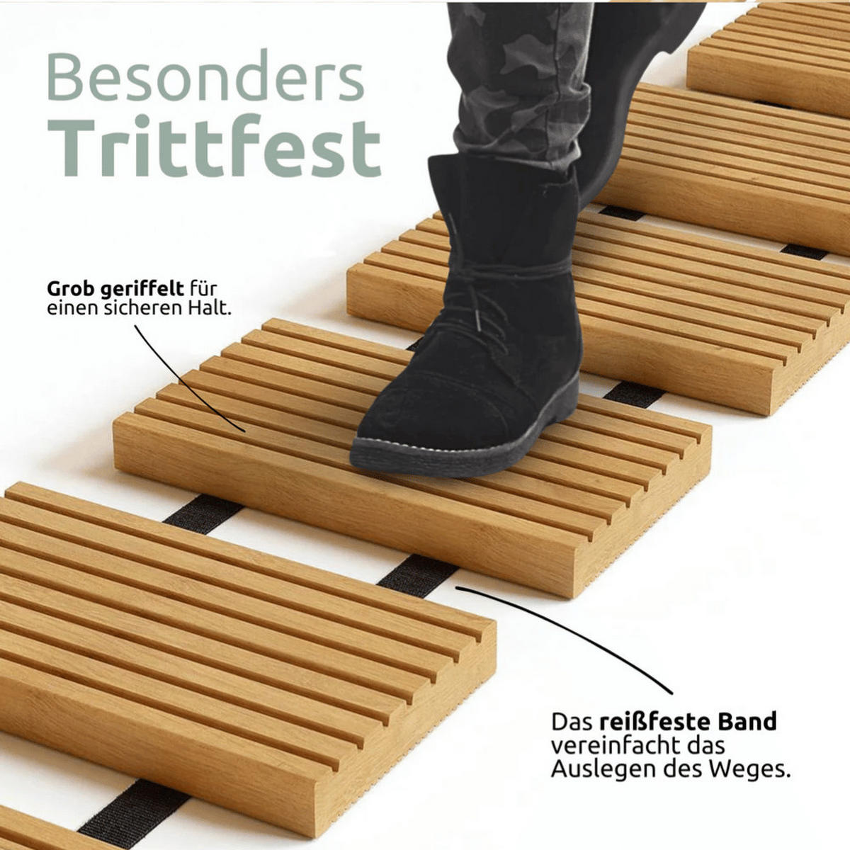 ROLLWEG Garten Holz THEO 25cm Breit Gartenweg Ausrollen - Braun, Holz (250/25/2.7cm) - DELUKE