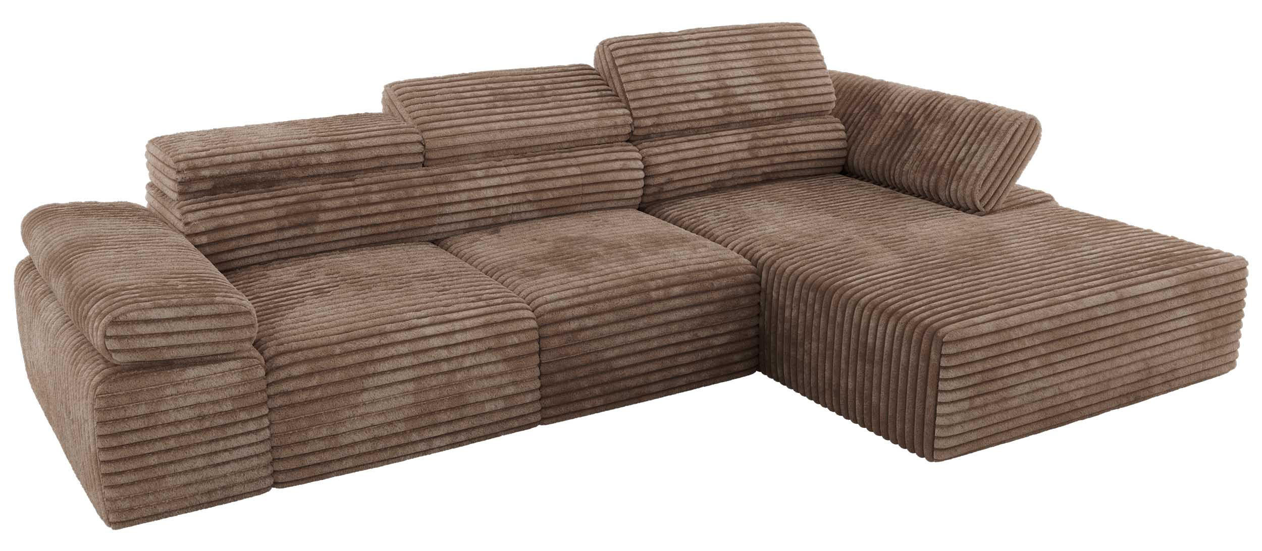ECKSOFA RILASSO L Braun Cord - rechts - Schwarz/Braun, Kunststoff/Textil (174/296cm) - MKS