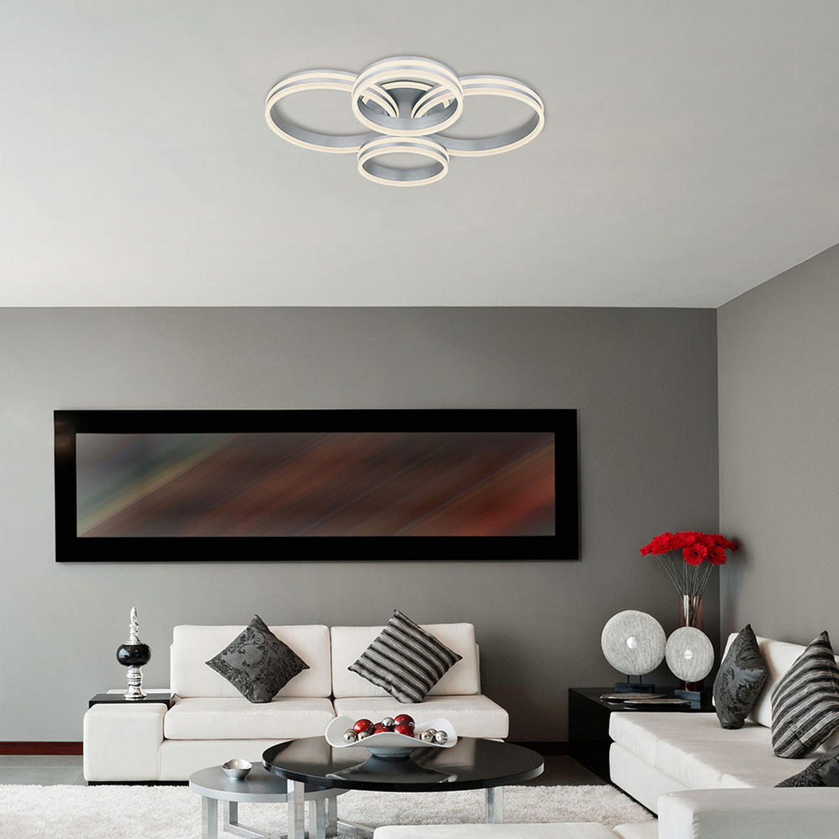 LED DECKENLEUCHTE Rubio Grau - Grau, Metall (85/65/14cm) - Globo Lighting