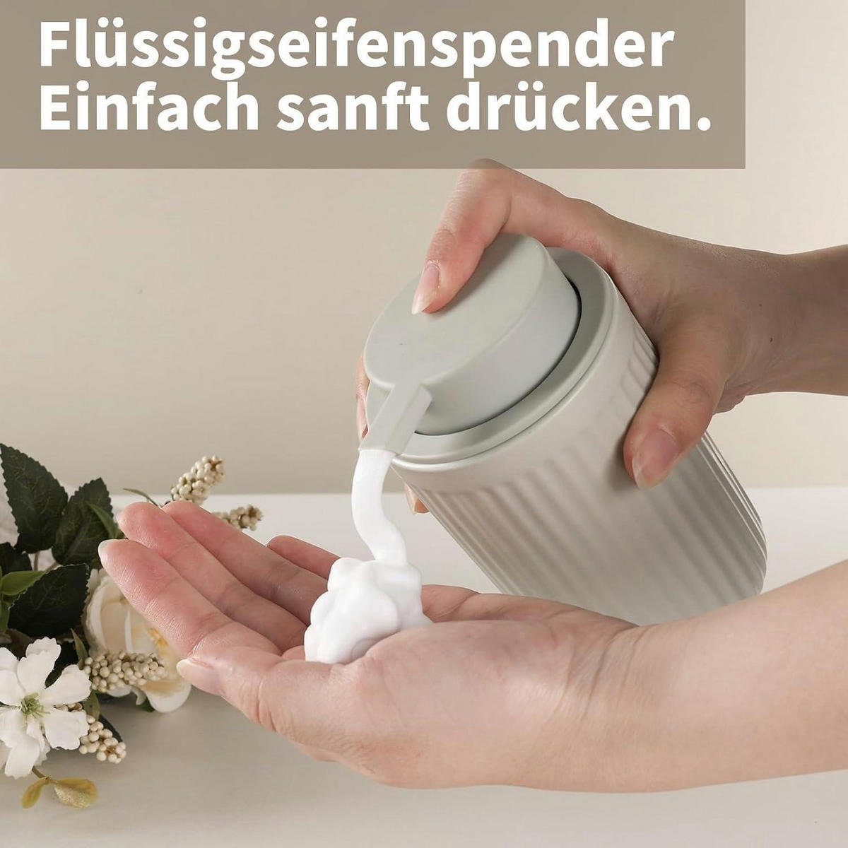SEIFENSPENDER Keramik Grau 350ml - Grau, Keramik (8/14/8cm)