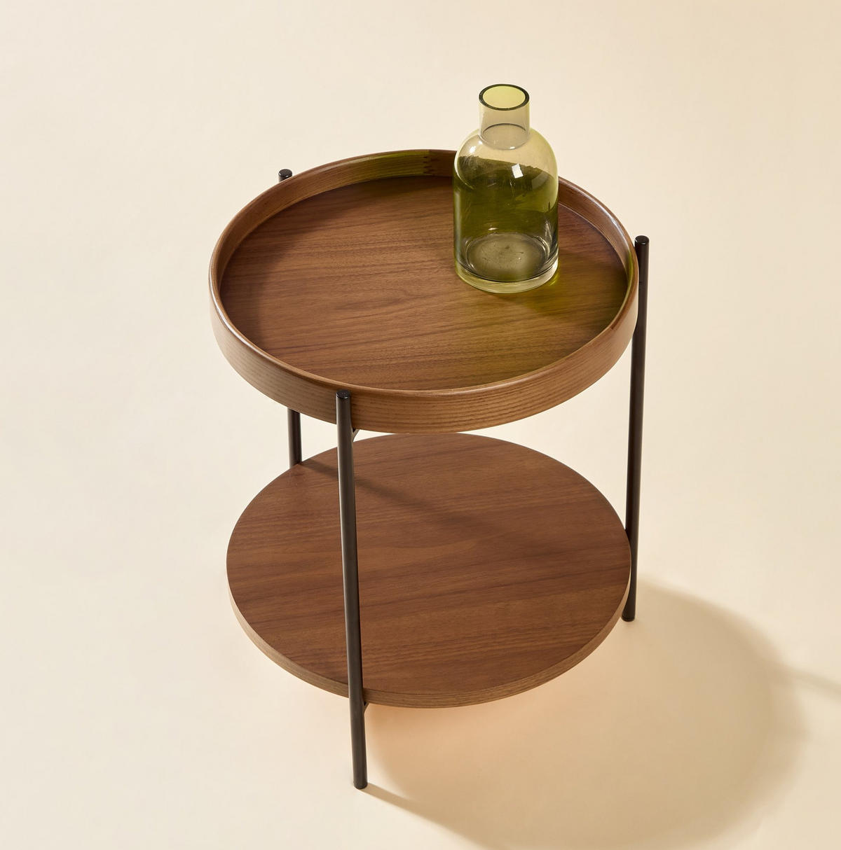 COUCHTISCH 69x38 cm in Walnuss mit 2 Ebenen und Metallgestell - Walnussfarben, Holzwerkstoff (44/44/48cm) - Flora Grace