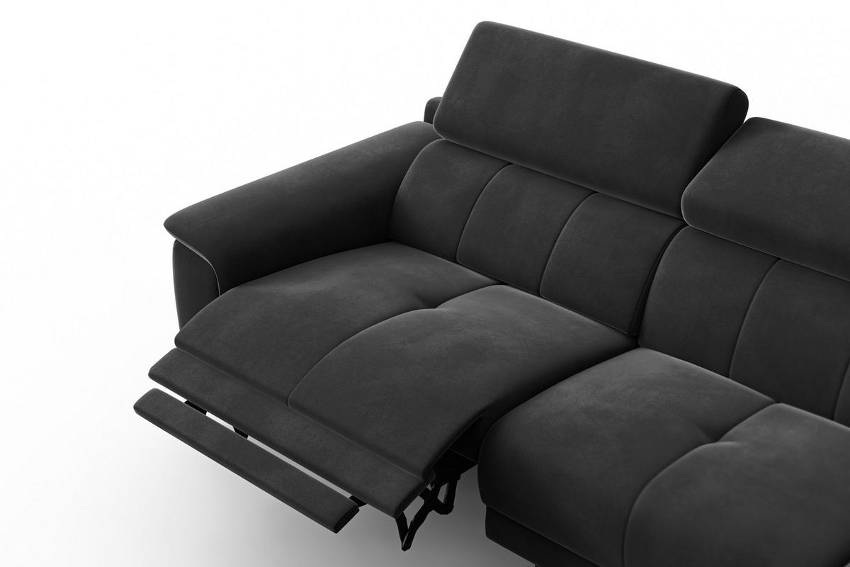 ECKSOFA FIERO 4-Sitzer RECHTS, Schwarzer Veloursstoff - Schwarz, Holz/Textil (288/170cm) - Courtois Laville