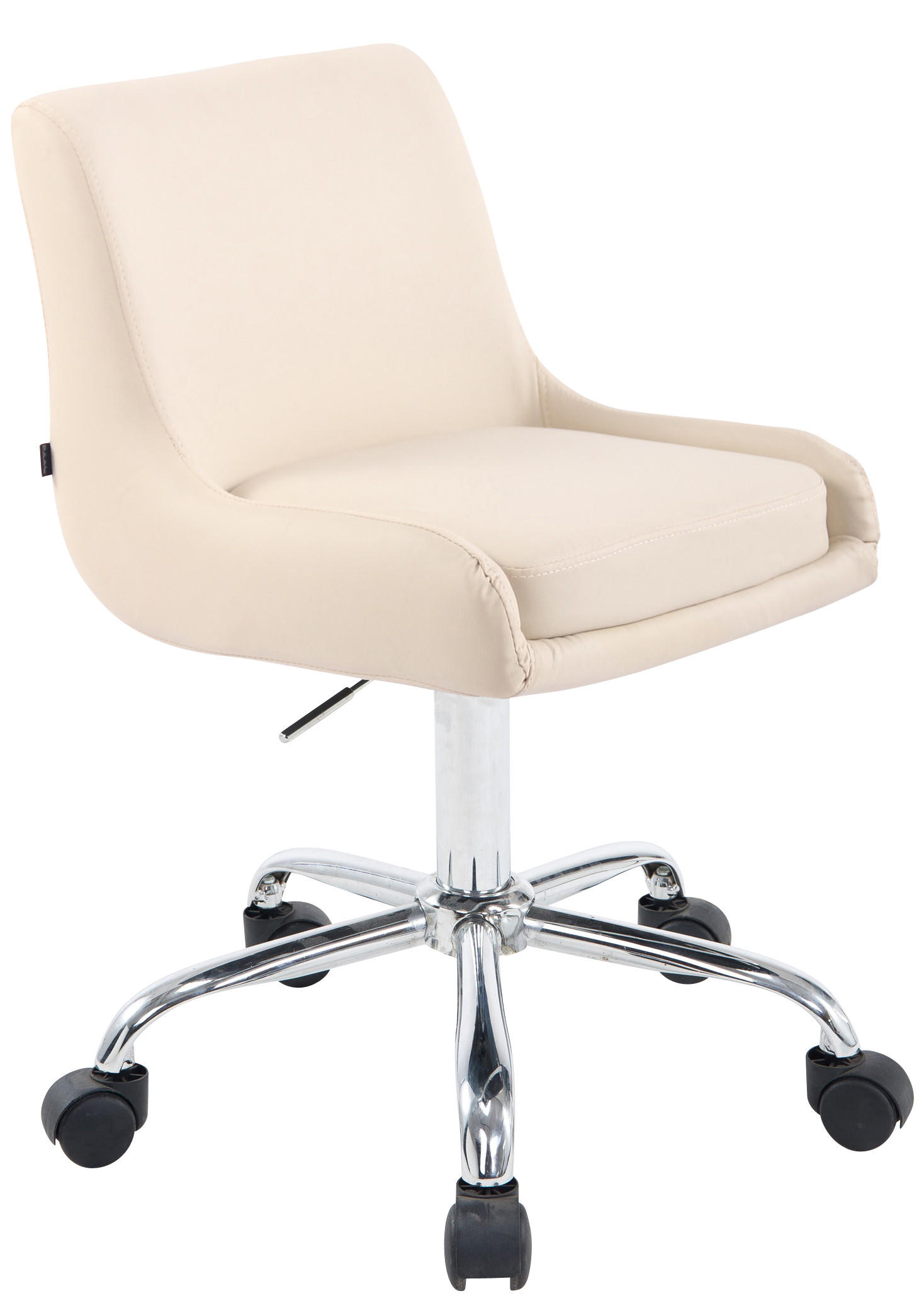HOCKER Lederlook creme - Chromfarben/Creme, Textil/Metall (43/76/50cm) - CLP