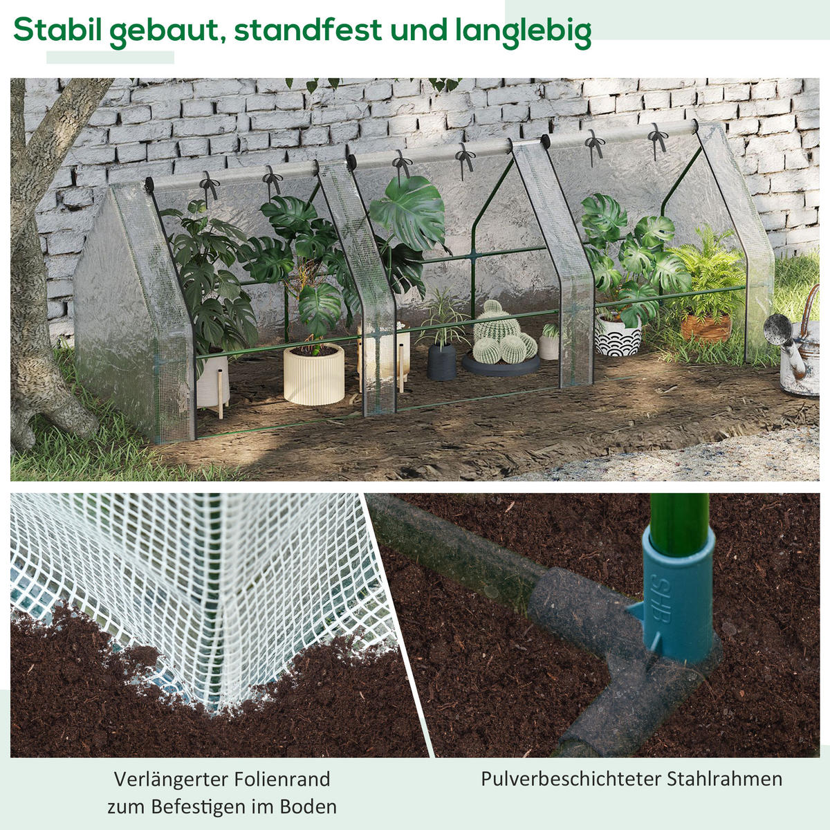 FOLIENGEWÄCHSHAUS, Weiß, PE, Stahl - Weiß, Kunststoff (90/90/270cm) - Outsunny