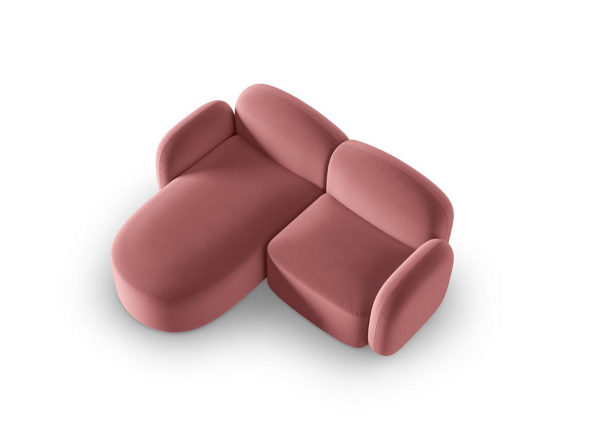 ECKSOFA links Blair aus Samt lachs 3 Sitzplätze - Pink, Textil (155/194cm) - Micadoni