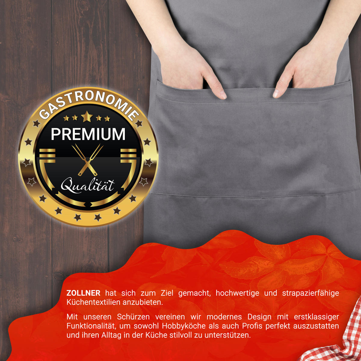 SCHÜRZE , 75x100 cm, 100% Baumwolle, Grau - Grau, Textil (75/100cm) - Zollner