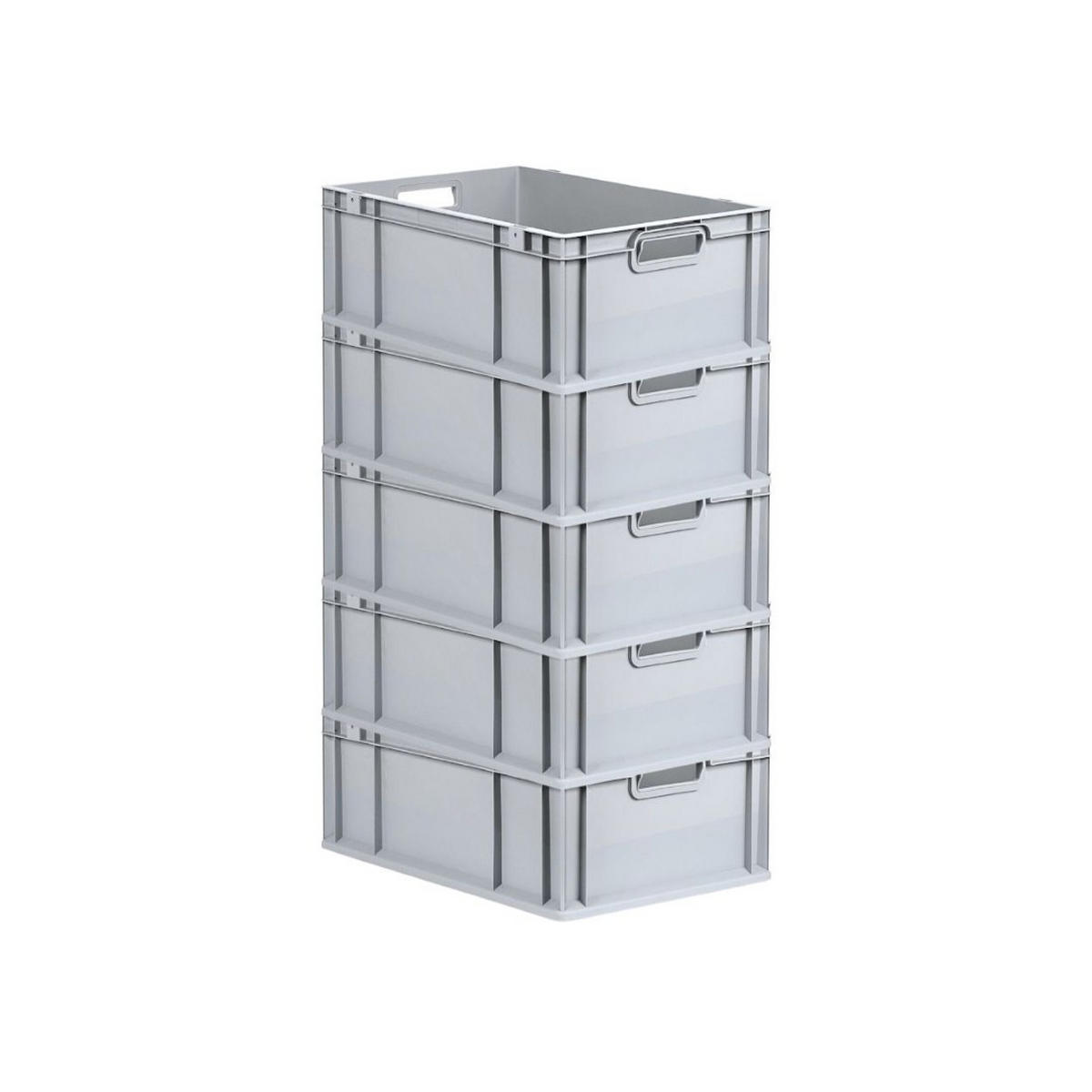 EUROBOX 5x Nextgen Economy Mit Scharnierdeckel Grau/Schwarz Griffe Offen 44 Liter - Schwarz, Kunststoff (40/22/60cm) - PROREGAL