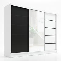 SCHWEBETÜRENSCHRANK 200 cm AURELIA 2 Farbe: Weiß, Schwarz, Weiß - Schwarz/Weiß, Holzwerkstoff (200/215/60cm) - A&J MöbelLand