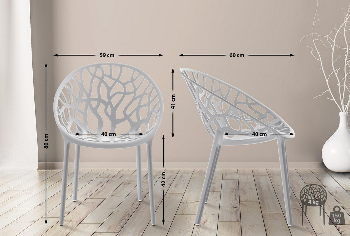 GARTENSTUHL Kunststoff hellgrau - Hellgrau, Kunststoff (59/80/60cm) - CLP