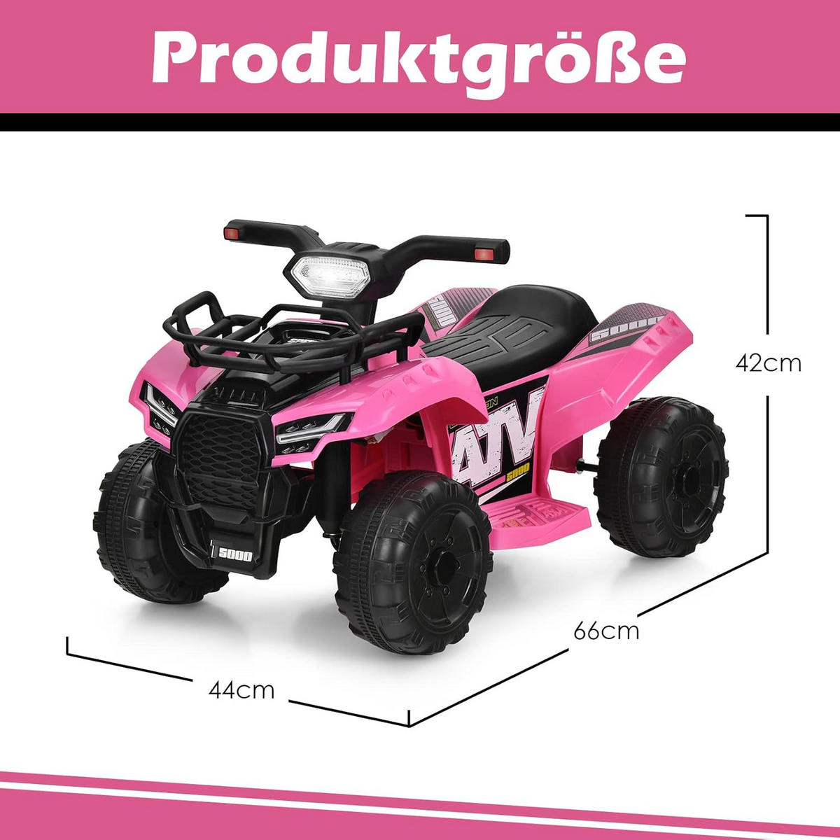 KINDERQUAD 6V Elektro Rosa - Pink, Kunststoff (66/42/44cm) - COSTWAY