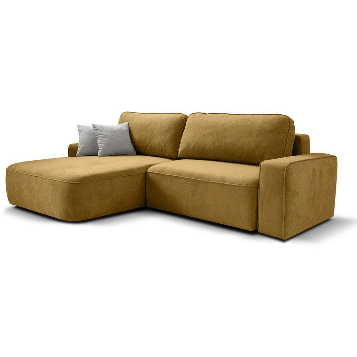 ECKSCHLAFSOFA Torre gelb velours links - Gelb, Textil (258/171cm) - Beautysofa