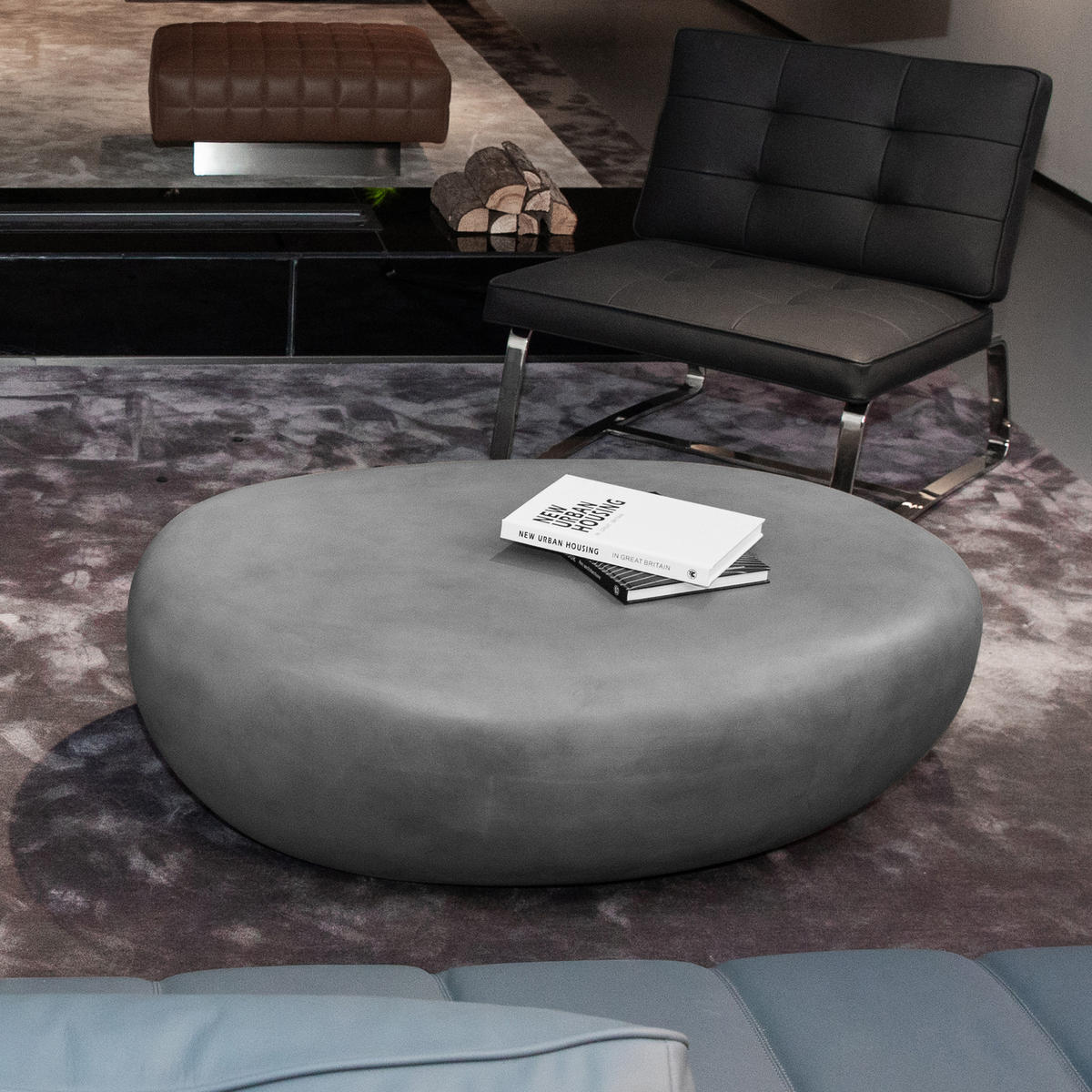 COUCHTISCH HAWAII Steinform Groß aus Beton 121 x 90 x 35 cm - Grau, Naturmaterialien (90/121/35cm) - Elementi
