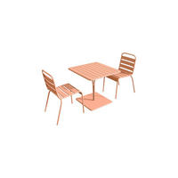 GARTEN-ESSGRUPPE: Tisch L. 80 cm + 2 stapelbare Stühle - Metall - Hellorange - MIRMANDE von MYLIA - Orange, Metall - Vente-Unique