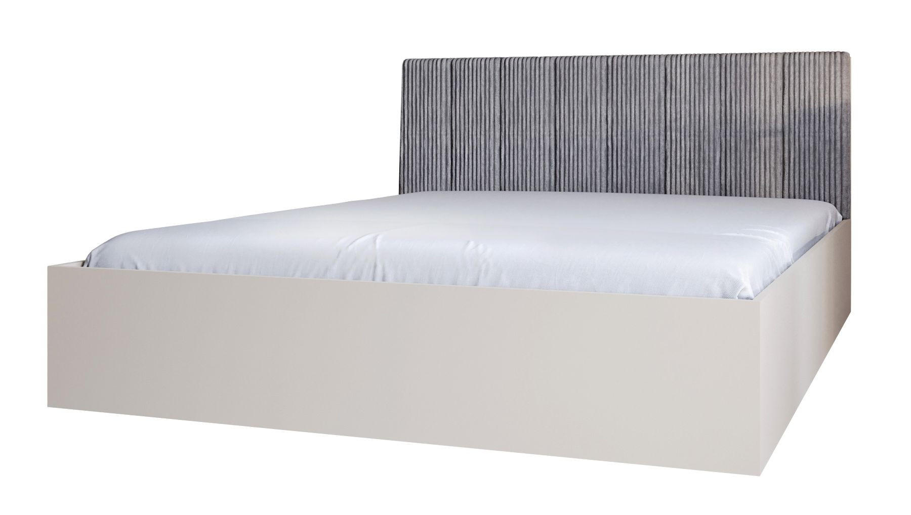 BETT Grau STYLE Mit Kaschmirmatratze Gepolsterter Kopfteil 120x200 cm - Beige, Textil (120/200cm) - Sepro Meble