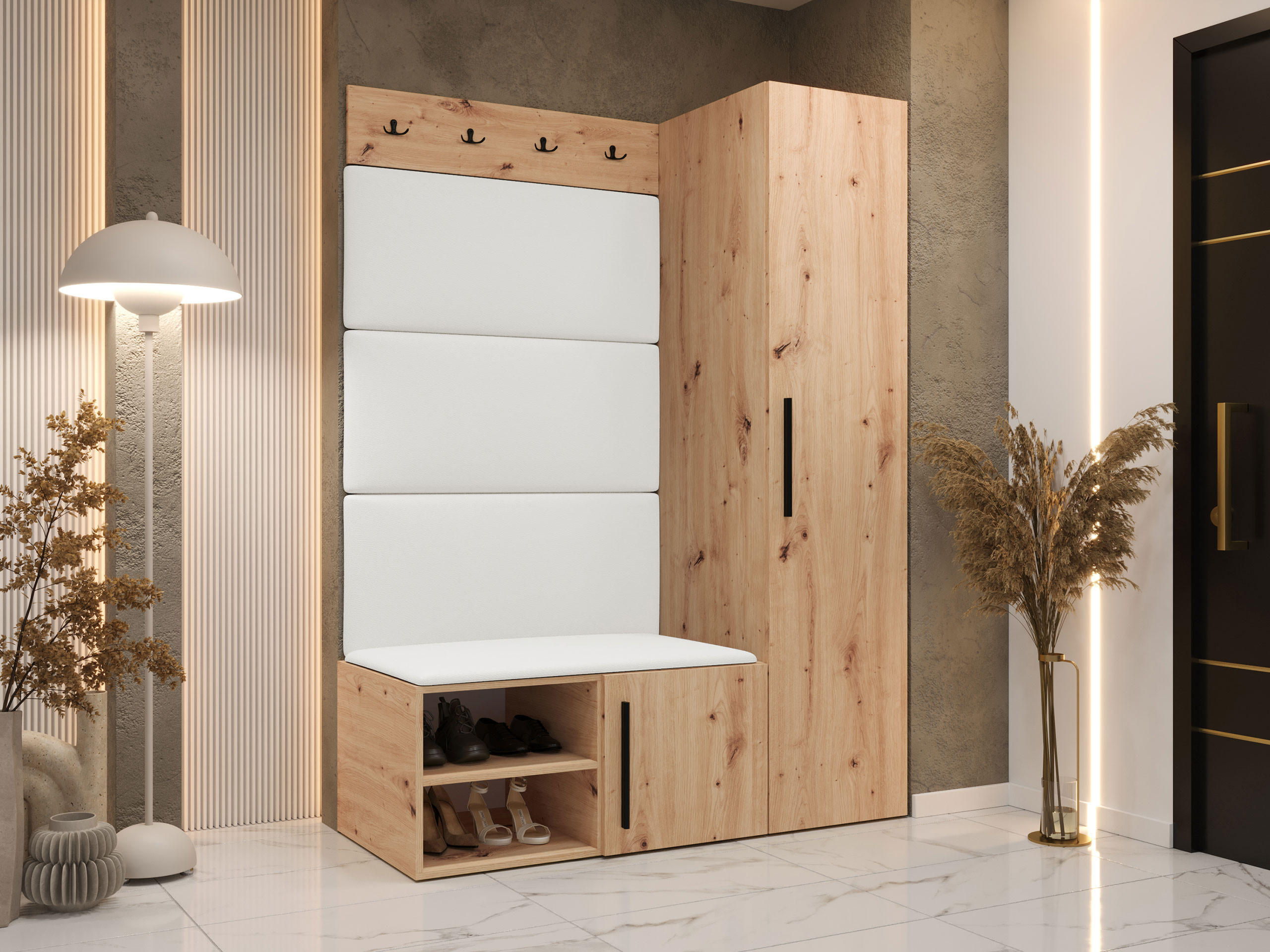 GARDEROBEN-SET Medi II - Schwarz/Weiß, Holzwerkstoff/Kunststoff (40/191/50cm) - MIRJAN24