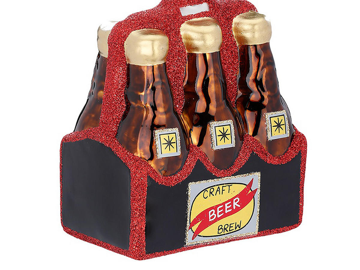 WEIHNACHTSANHÄNGER aus Glas Bierflaschen-Set 12,5 cm - Rot/Schwarz, Glas (12.5/12.5/12.5cm) - LAALU