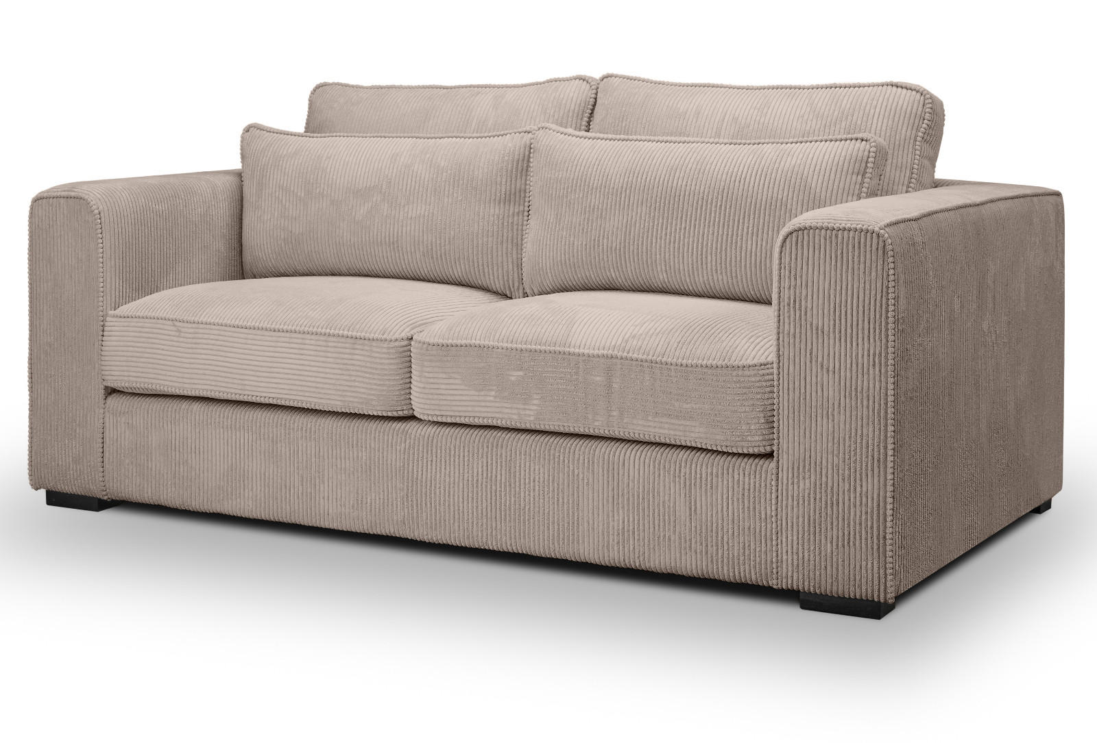 SOFA beige-braun Cord 2,5-Sitzer 200 cm, Couch mit Wellenfederung - Schwarz/Braun, Holzwerkstoff/Kunststoff (200/92/112cm) - Inn.Furn