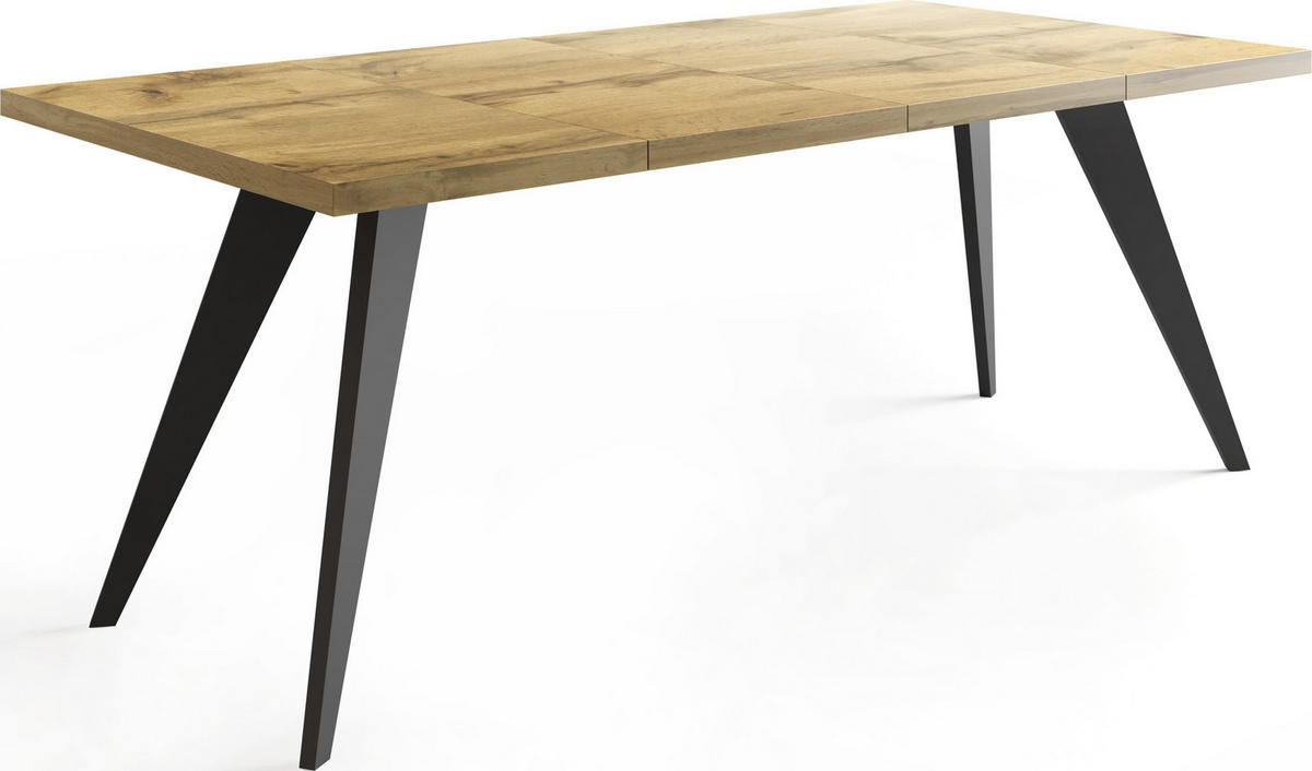 ESSTISCH Quadro quadratischer ausziehbarer, Wotan Eiche 100-200/100/76 cm - Eiche Wotan/Schwarz, Holz/Holzwerkstoff (100/100/76cm) - WFL GROUP