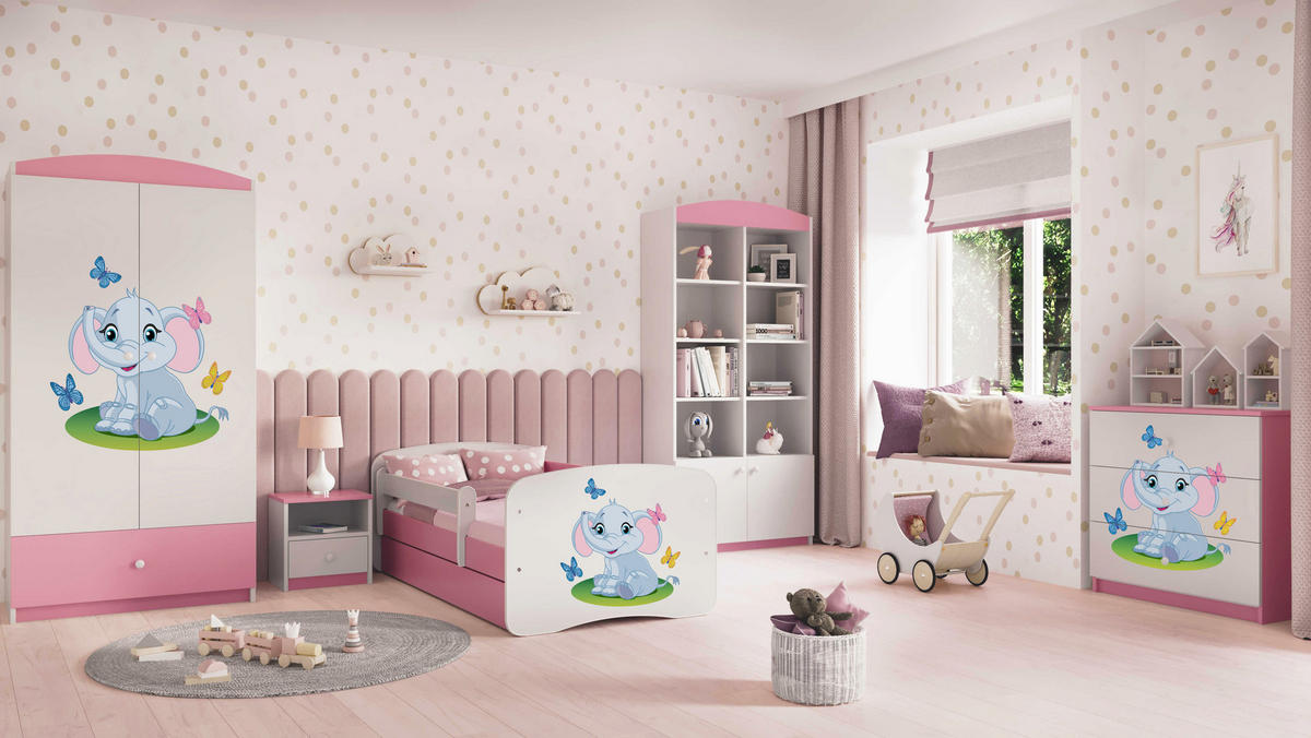 KINDERKLEIDERSCHRANK Elefant 90/175/52 - Hellrosa, Holzwerkstoff (90/175/52cm) - Kocot Kids