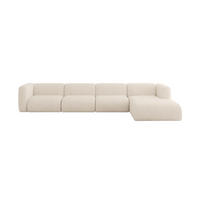 ECKSOFA Ottomane Rechts MIRA-L3 409x179x70 Beige Velours - Greige/Beige, Holzwerkstoff/Kunststoff (409/179cm) - ALTDECOR