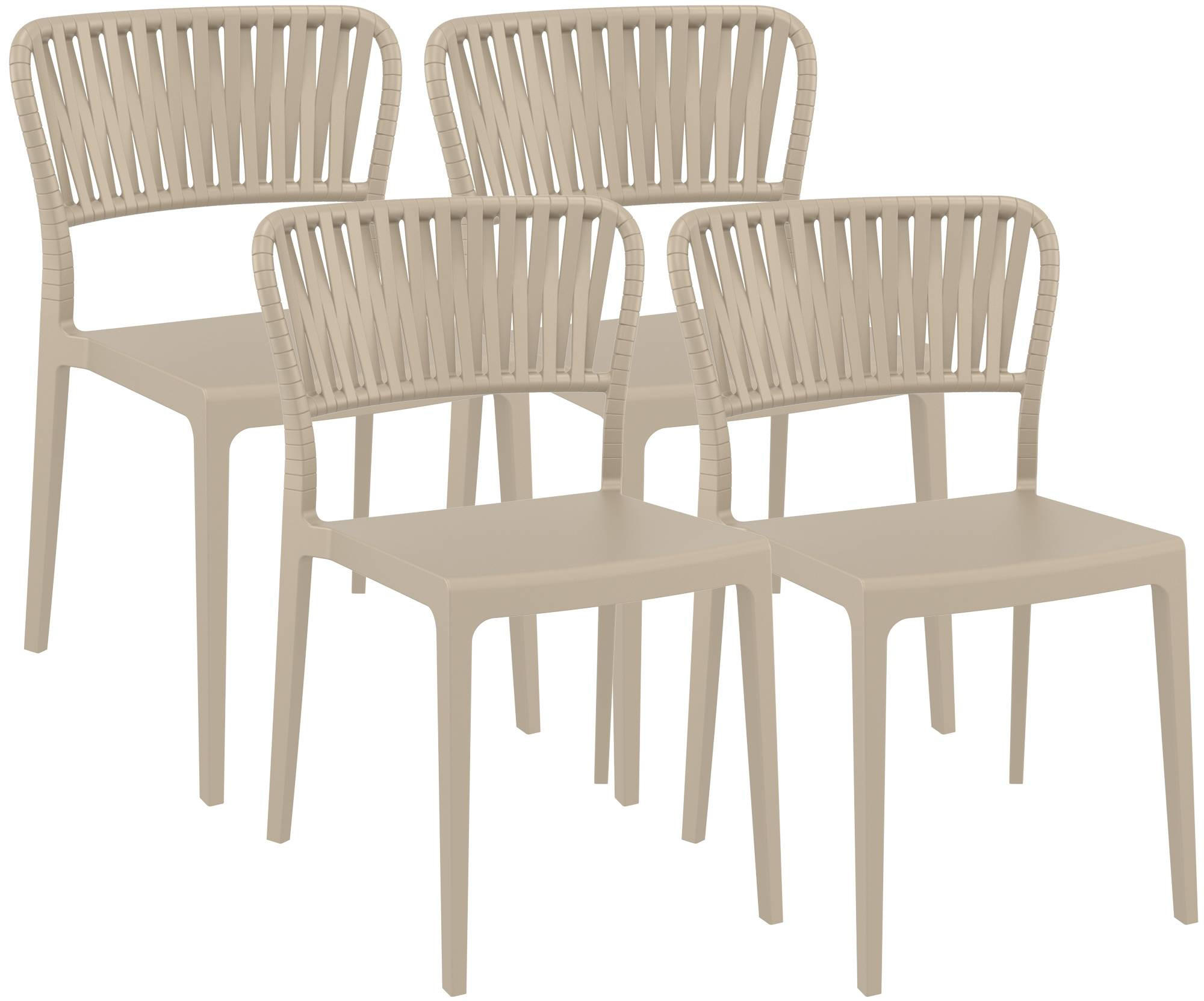GARTENSTUHL 4er Set Kunststoff Taupe - Taupe, Kunststoff (45/84/55cm) - CLP