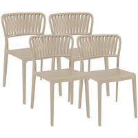 GARTENSTUHL 4er Set Kunststoff Taupe - Taupe, Kunststoff (45/84/55cm) - CLP
