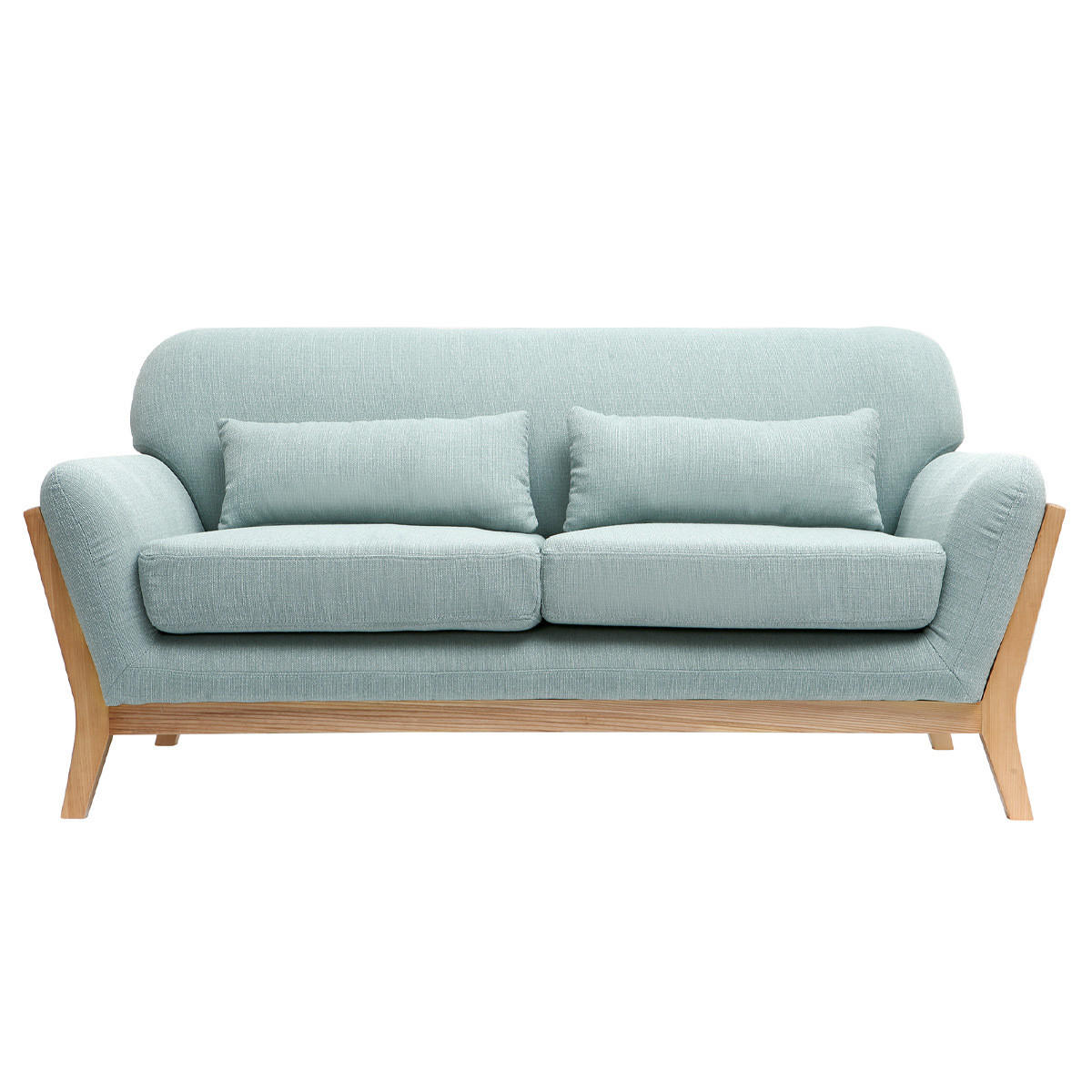 SOFA Skandinavisch 2 Pl?tze Lagunenblau Holzbeine YOKO - Salbeigrün, Textil (83.5/78.5/160cm) - Miliboo