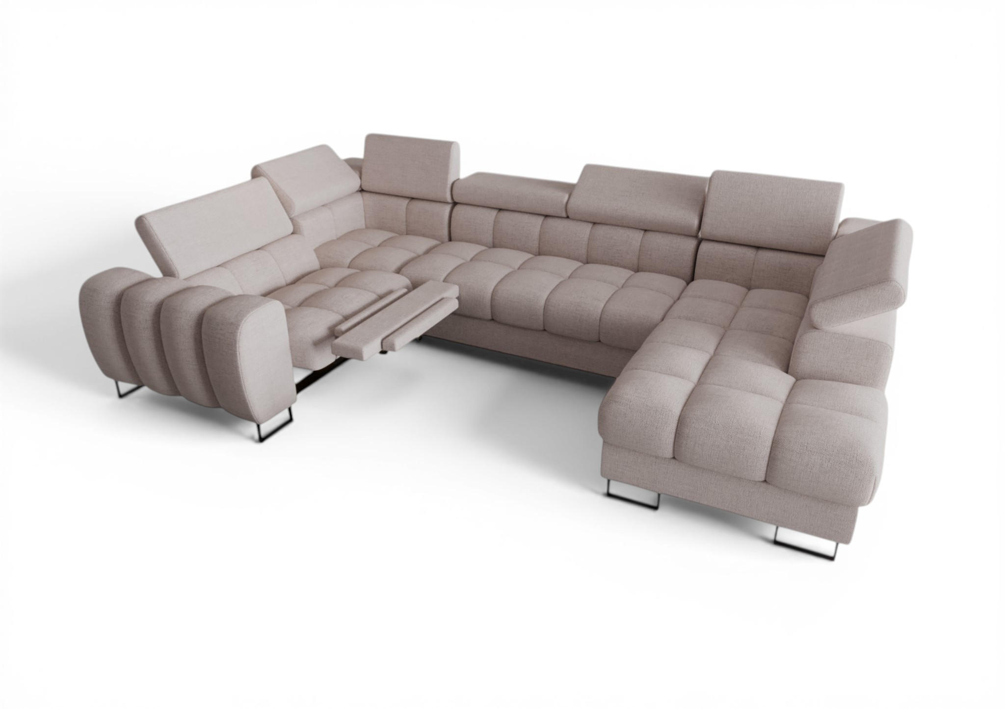 WOHNLANDSCHAFT Bastien Relax - Hellgrau, Holzwerkstoff/Textil (350/95/198cm) - Fun Möbel