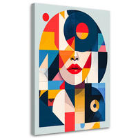 LEINWANDBILD Abstraktion Frau Bauhaus 70x100cm - Multicolor, Textil (70/100cm) - Feeby