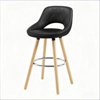 BARHOCKER Schwarz 1er-Set mit Rückenlehne und Massivholzbeinen - Schwarz, Holz (43/70/40cm) - PANGIVO
