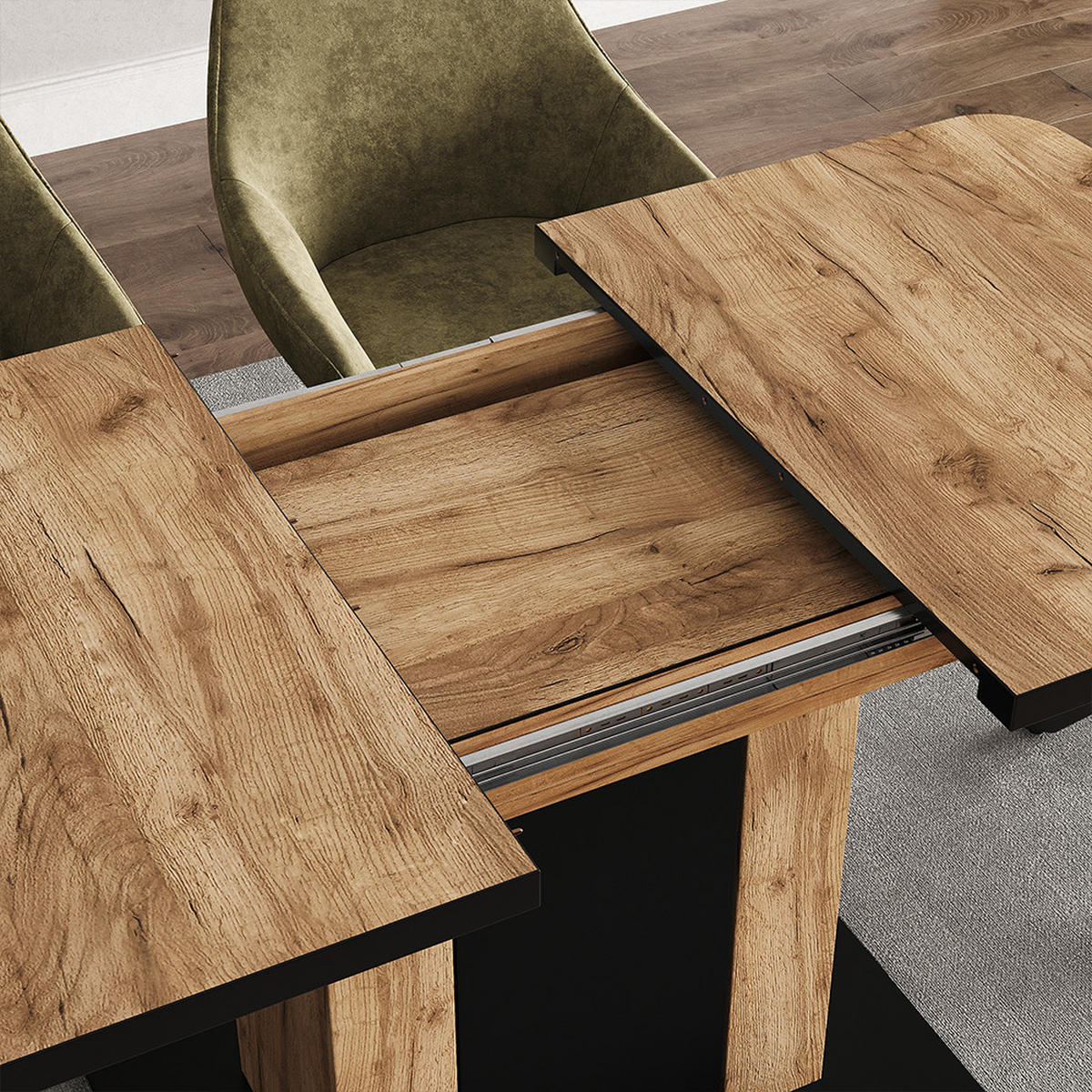 ESSTISCH Fenaro Goldkraft Eiche 120 x 80 cm - Honigeiche/Schwarz, Holzwerkstoff (80/120/76cm) - Vicco