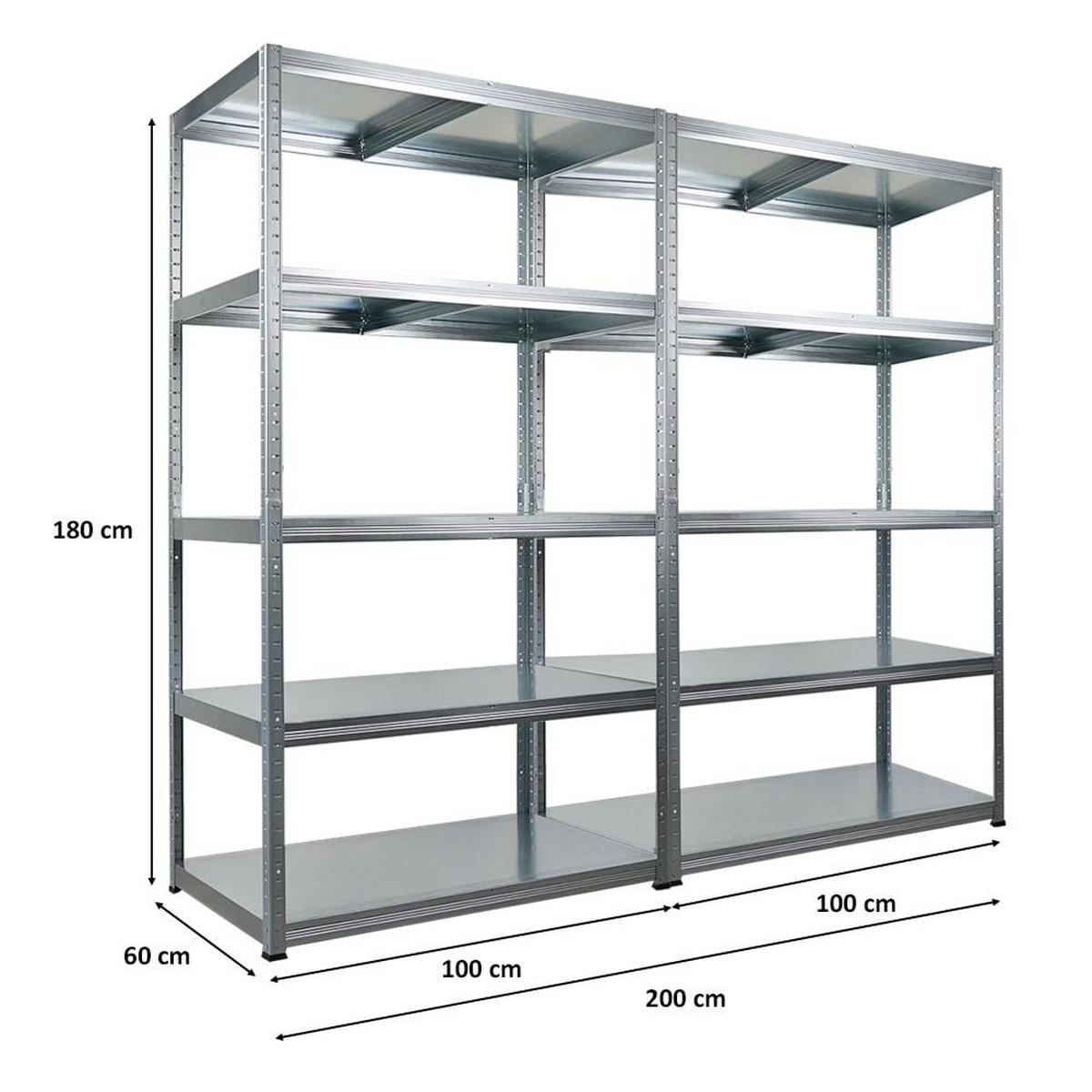 SCHWERLASTREGAL Steel Eagle 2er-Set 180x100x60cm Fachlast 130kg Verzinkt - Silberfarben, Metall (200/180/60cm) - PROREGAL