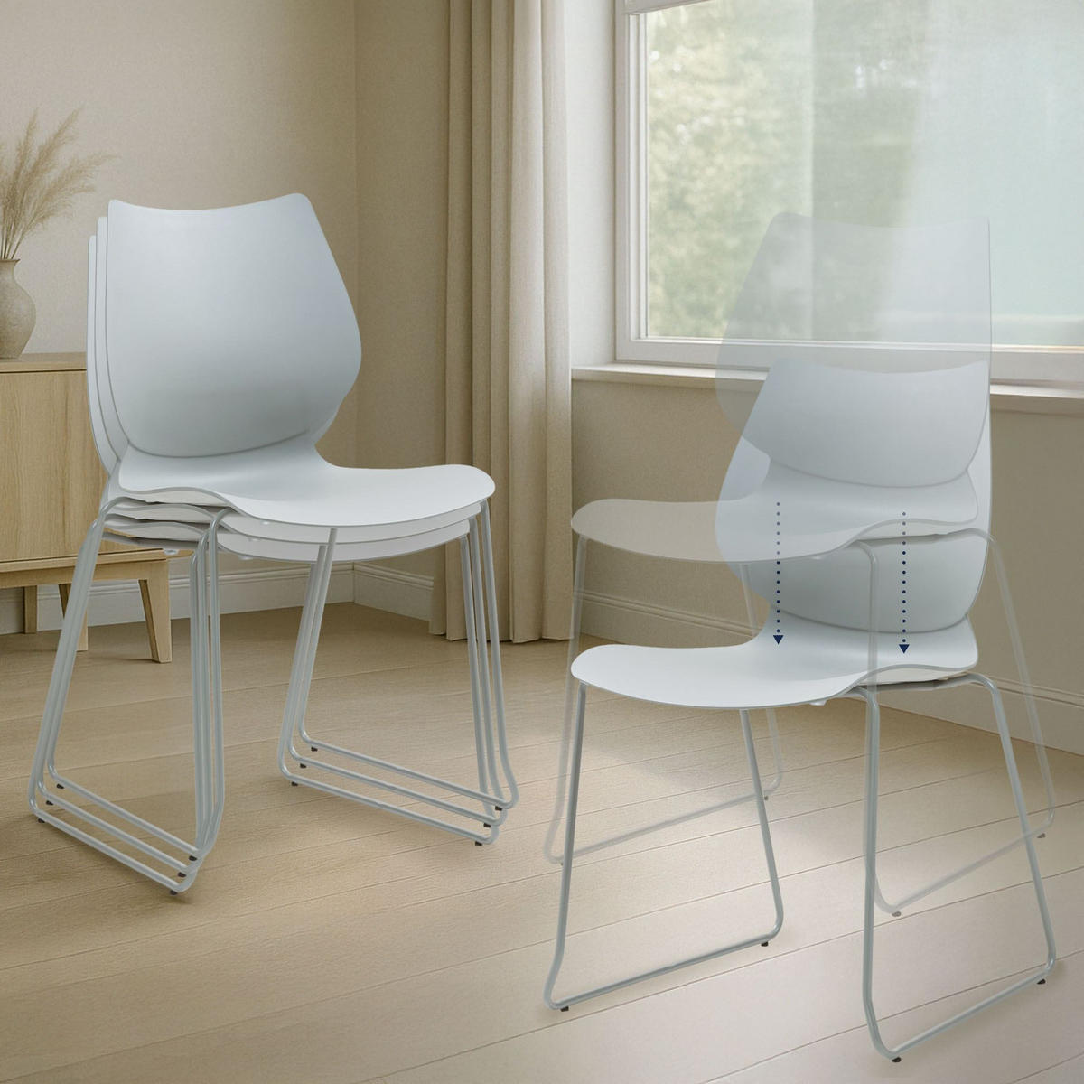 BESUCHERSTUHL Kunststoff Grau - Grau, Kunststoff/Metall (47/86/50cm) - CLP