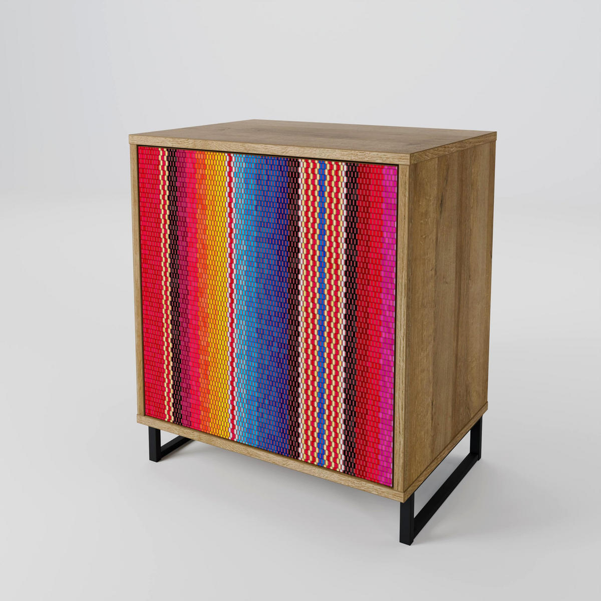 SIDEBOARD ETHNIC MEXICAN, Eichefarben, 57,5x42x75,5 cm, Goldfarbene Metallfüße - Eichefarben/Goldfarben, Holzwerkstoff/Metall (57.5/75.5/42cm) - SpaceRebels
