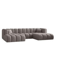 ECKSOFA U-form Grand modular stoff Haga Grau - Grau, Holz (317/179cm) - Kaiser Möbel