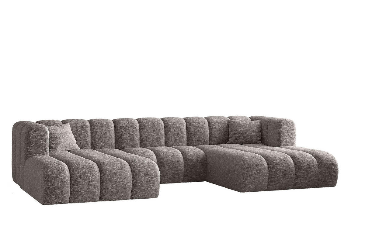 ECKSOFA U-form Grand modular stoff Haga Grau - Grau, Holz (317/179cm) - Kaiser Möbel